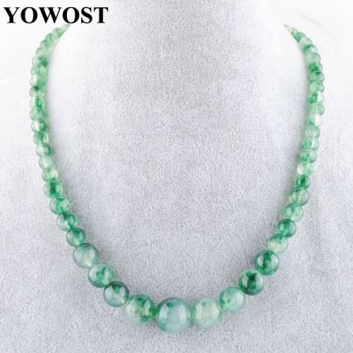 Algae Gem Stone Round 6-14mm Gradated Beads Necklace 17.5 inches Fashion Women Jewelry IF3003