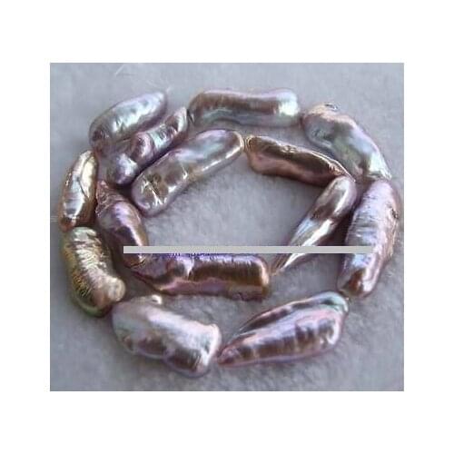 Wb 002873 Natural 10x20-13x30mm Pink Purple Smooth Baroque Fresh Water Pearl Bead