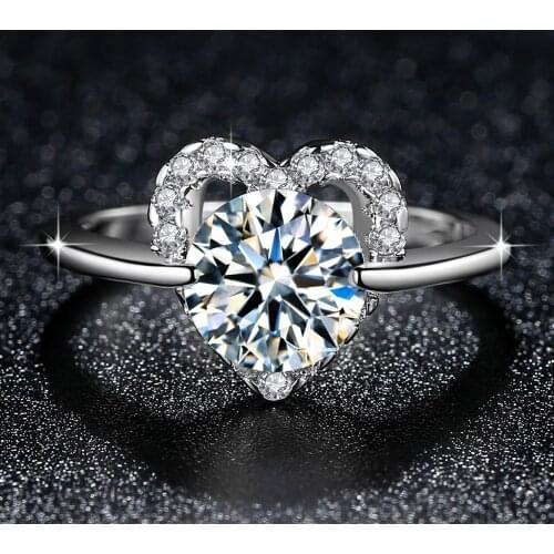 Beiver Fashion Heart Rings for Women 2 Colors Round AAA Cubic Zirconia Jewelery 2018 Model Number LR0036
