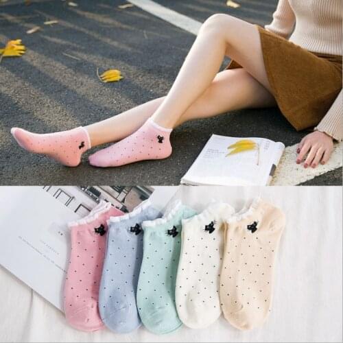 Spring and Autumn Womens Boat Socks New Short Cotton Socks Cute Cartoon Socks