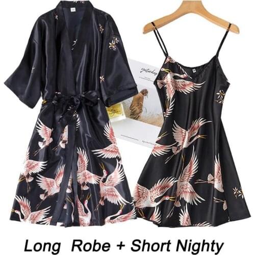 2PCS Women Rayon Robe Set Bride Bridesmaid Wedding Robe Gown Lace Sexy Kimono Bathrobe Night Dress Casual Nightgown Sleepwear