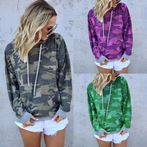 2019 Womens Autumn Sweatshirts Long Sleeve Casual Loose Pullover Jumper Hoodies Camouflage Sweatshirts Top