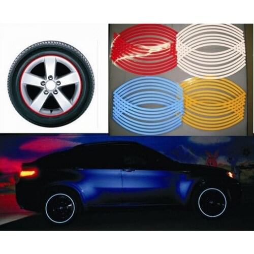 16 Pcs Strips Wheel Stickers And Decals Reflective Rim Tape Bike Motorcycle Car Tape 7 Colors Car Styling