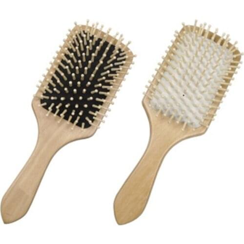 2 Colors Wooden Head Massager Hairbrush Comb Healthy Paddle Cushion Hair Loss Massage Brush Hairbrush Comb Scalp Hair Care