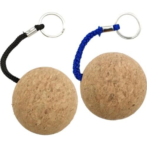 2Pcs Mini Floating Keyrings Decorative Multifunction Special Wooden Cork Ball Key Rings Holder Decor Pendant Car Keychain