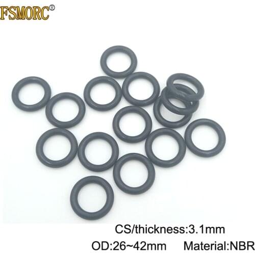 200pcs 3.1mm Thickness Nitrile Rubber O Rings OD 26 27 28 29 30 31 32 33 34 35 36 37 38 39 40 41 42mm NBR o ring sealing Gasket