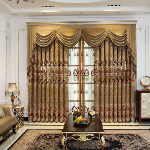 2021 European Embroidery Luxury Villa Living Room Bedroom Dining Room Balcony Floor High-end Jacquard Chenille Blackout Curtains