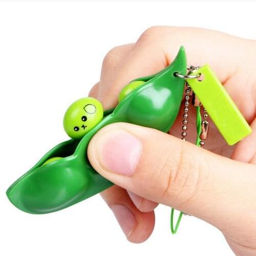 3pcs Fidget Squishy Toys Decompression Antistress Toys Squeeze Peas Beans Keychain Relief for Adult Kids Rubber Stress Reliever