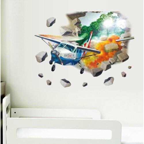 3D airplane wall sticker living room bedroom study background wall sticker home decoration wall stickers for kids rooms