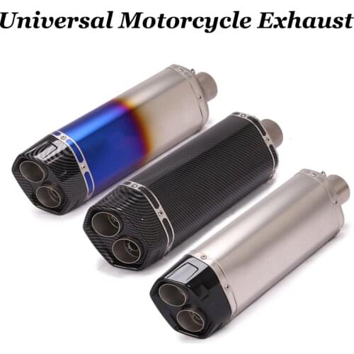 51mm Universal Motorcycle Double Hole Exhaust Escape Muffler Moto Exhaust Scooter For F850GS X-ADV PCX125 PCX150 NMAX 155 R6 K6
