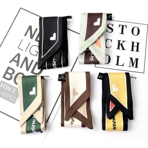 90cm*6cm love ribbon cute fashionable ins small scarves spring summer handbags decorative skinny scarf women