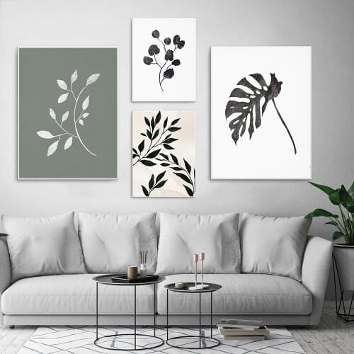 Abstract Botanical Poster Neutral Canvas Painting Scandinavian Art Print Minimalist Wall Picture For Living Room Home Decor
