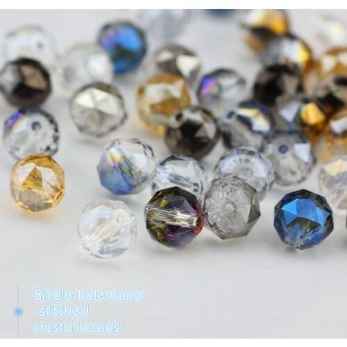 All colors Austria beads round glass crystal beads perforation sewing Polygonal pandnt for DIY wedding dress necklace accessorie