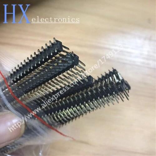 Free shipping 10PCS 2.54 * 2.54mm double row pin 2 * 40 pin SMT placement gilt pins 0.8U high temperature