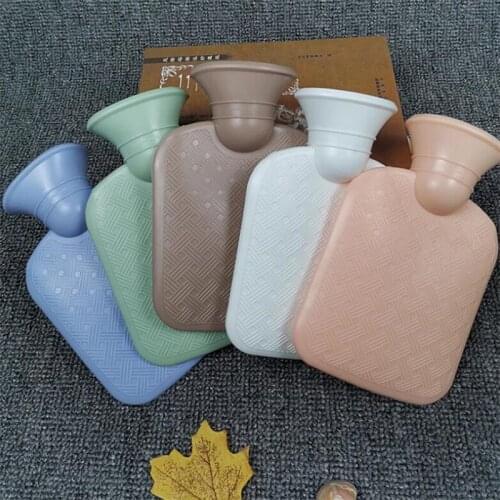 500ml Hot Water Bottle Solid Color Thick PVC Silicone Rubber Hot Water Bag Irrigation Hand Warmers Palace Warm Bag For Winter