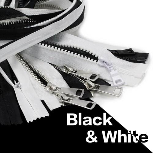 3# 5# Black and White zipper Resin metal nylon Material Open-End and Close-End Simple style for clothes garment