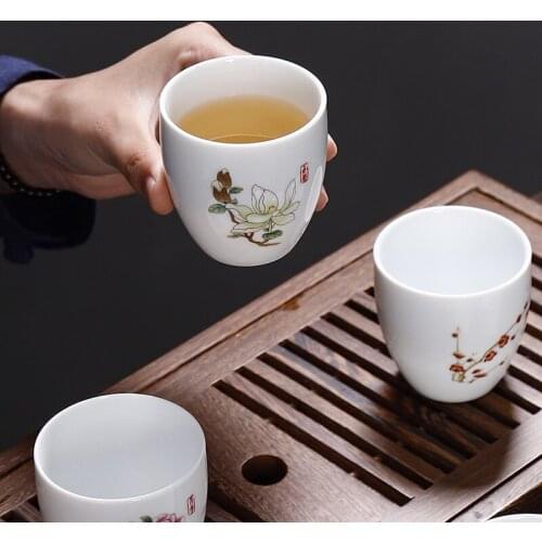 Dehua High White Porcelain Tea Cup Ceramic Master Cup Single Cup Kung Fu Tea Set Large Tea Cup Tea Cup Tea Bowl NO.YZ-13