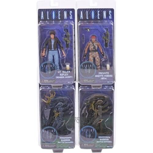 ALIENS Action Figure Ellen Ripley (Bomber Jacket) Private Jenette Vasquez (BDUs) Xenomorph Warrior (Battle Damaged) Model Toys