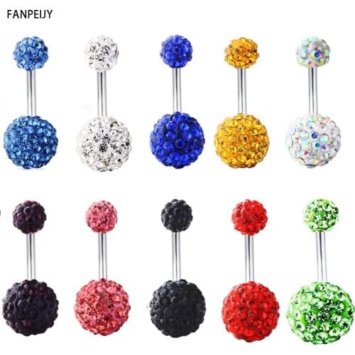Fanpeijy 1pcs Belly Button Rings Shamaballa Ball Screw Piercing Navel Woman Ear Cartilage Belly Navel Jewelry Body Kit