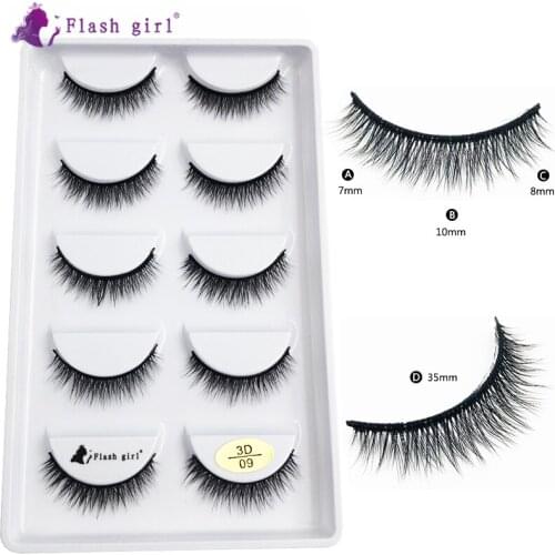 Flash girl 13style SOFT AND comfort 5pairs 3Dseries faux mink Eyelashes Natural small false Eyelashes