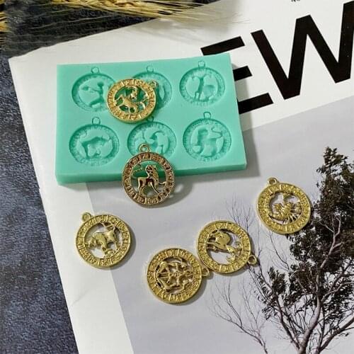 Keychain Mold Constellation Pendant Silicone Mold Astrology Diy Epoxy Casting Mold Jewelry Necklace Pendant Making Mold