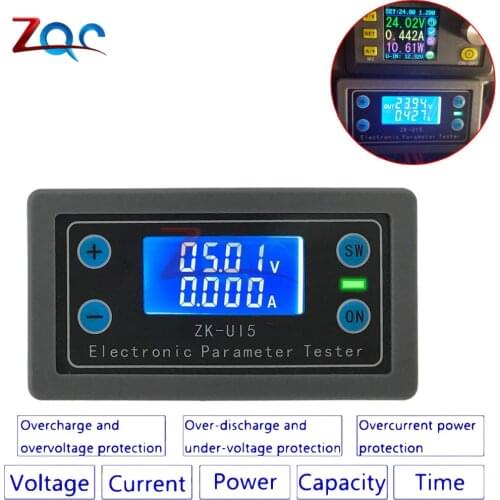 ZK-UI5 Electronic Parameter Tester Voltage Amp Power Temperature Capacity Time Detector LCD Digital Multi-meter DC 5 -38V 0 -5A