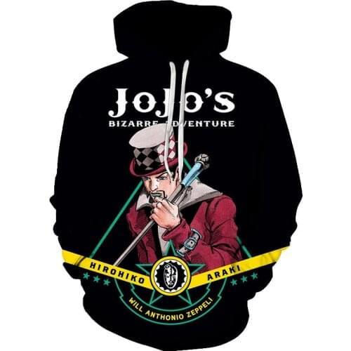 Anime JOJOs Bizarre Adventure Kira Yoshikage Cosplay Costume Joestar Kujo Jotaro Printed Hooded Casual Sweater Loose Head