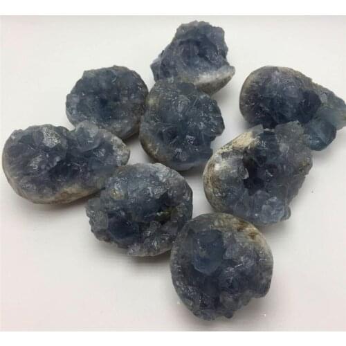 Cute size drop shipping Natural blue celestine Crystal gemstone meditation reiki healing chakra rough celestine crystal geode