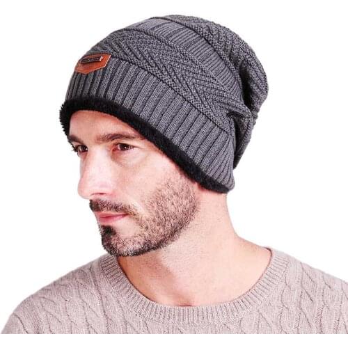 Mens winter hat 2020 fashion knitted black hats Fall Hat Thick and warm and Bonnet Skullies Beanie Soft Knitted Beanies Cotton