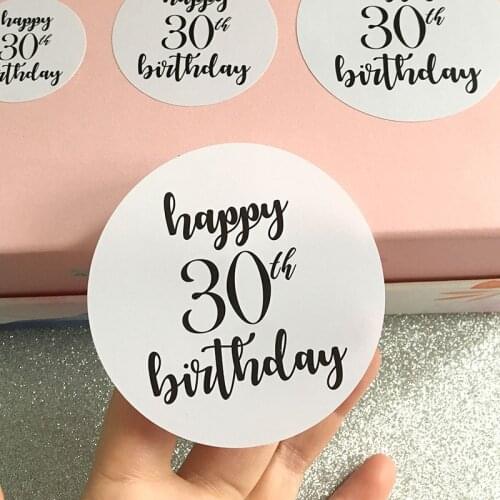 1.5/2/2.5/3 inch happy 30th birthday sticker labels Cake cookies bag creative Vinyl stickers seal sticker decorative stickers
