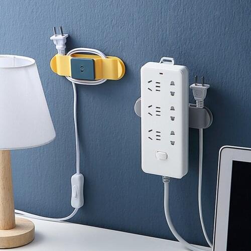 2pcs Wall Mounted Power Socket Fixers Strip Holders Self Adhesive Free Punching Strip Mounts Home Self-adhesive Socket Organizer