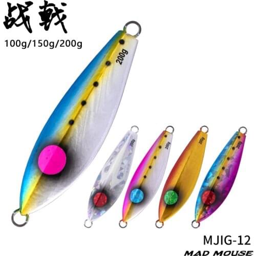 2020 NEW MADMOUSE Artificial Metal Jigging Fishing Lure 120g 150g 200g Slow Sinking Jig Fishing Lure Glow Zebra Fishing Jig Bait