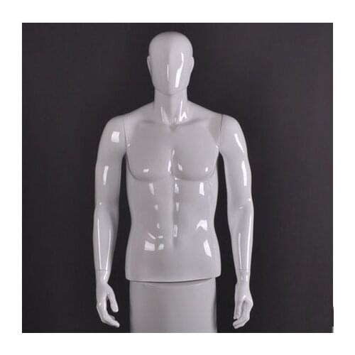 New Best Quality Male Half Mannequin Upper Body Gloss White Mannequin Factory Direct Sell