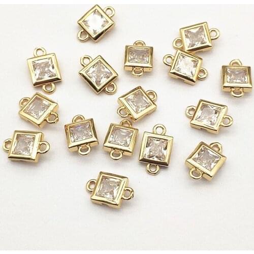 New Arrival! 13x8mm 50pcs Cubic Zirconia Square Connector for Handmade Earrings make DIY Parts,Jewelry Accessories Findings