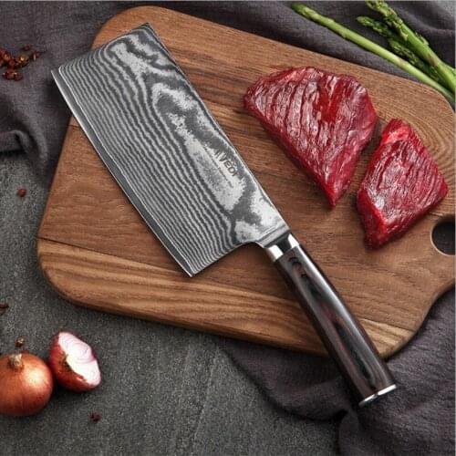 VG10 Chef Knife Handmade Forged Damascus Clad Steel Kitchen Knives Cleaver Filleting Slicing Broad Butcher knife