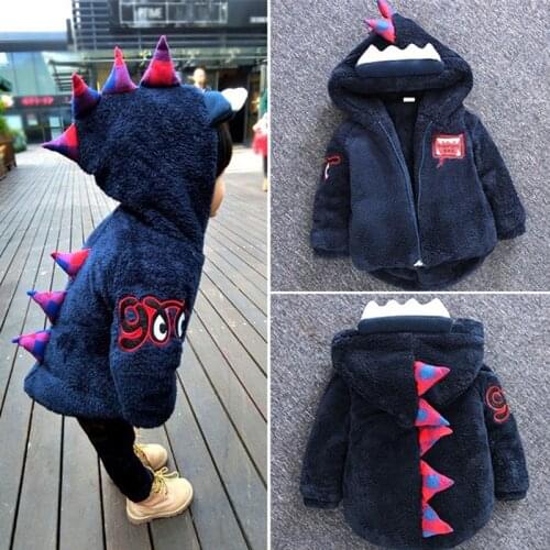 2-7 years boys girls winter Coat hooded childrens parkas Warm winter clothing Cartoon dinosaur sweater for kids Cute wild