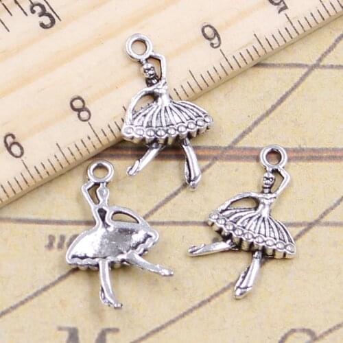 30pcs Charms Ballet Girl Dancer Ballerina 22x12mm Tibetan Silver Color Pendants Antique Jewelry Making DIY Handmade Pendant