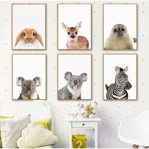Nordic Picture Kids Room Decoration Baby Animal Poster Panda Giraffe Elephant Canvas Painting Nursery Wall Art