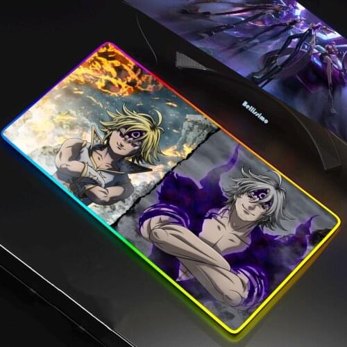 LED RGB Big XXL Mouse Pad Anime Gamer Anti-slip Rubber Pad Play Mats Gaming for Keyboard Laptop Computer The Seven Deadly Sins