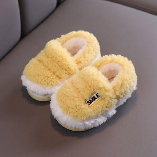 Letter Kids Slippers for Toddler Boys Indoor Shoes Baby Girl Plush Slides Cotton Flip Flop Warm Winter House Children Slipper