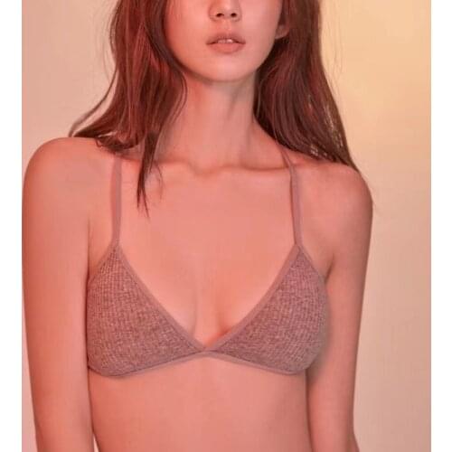 Thin Cotton Thread Cross Beautiful Back Triangle Cup No Steel Ring Comfortable Breathable Bra Underwear Women