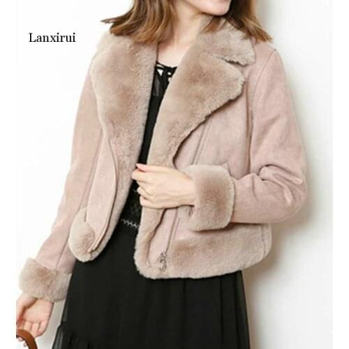 Autumn Winter New Sweet Vintage Coat Japanese Style Double Pockets Woman Jacket 2020 Warm Fur Collar Zip Femme Tops