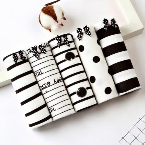 Womens Panties Cotton Stripes Dot Print Gril Briefs Female Underwear Women Sexy Lingerie Ladies Underpants Lenceria Mujer 2019