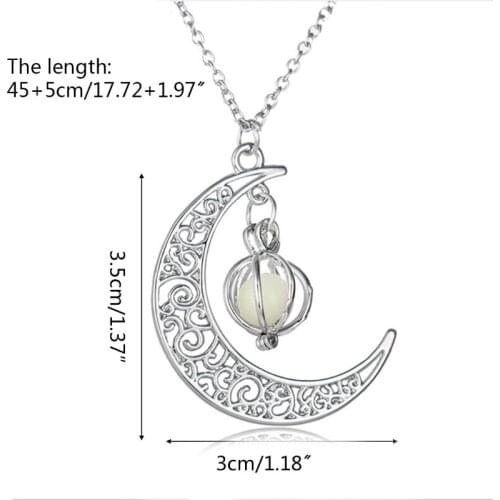 Women Luminous Necklace Glowing Pumpkin Lantern Moon Necklaces Pendant Charm Chain Halloween Jewelry