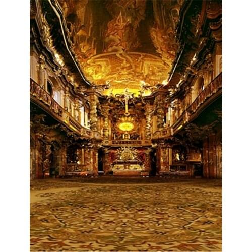 Golden Retro Palace Castle Wedding Photography Backdrop 5x7 For Photo Studio Real Camera Wedding Background For Photo Shoot