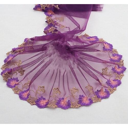 10Yards Polyester Dress Lolita Purple Floral Summer Clothing Wedding Underwear Mesh Lace Trim DIY Trims Accessories