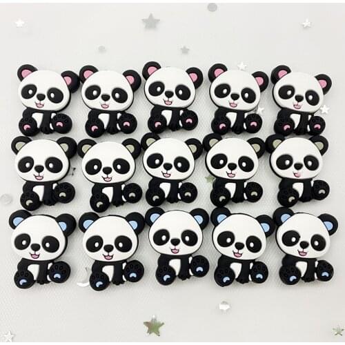 10pcs Panda Silicone Beads Teether Baby Teething Pendant BPA Free Food Grade Silicone Teethers Baby Care Pacifier Chain DIY