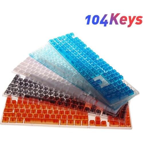 104Pcs/Set Universal Stylish Clear Mechanical Keyboard Key Caps Replacement