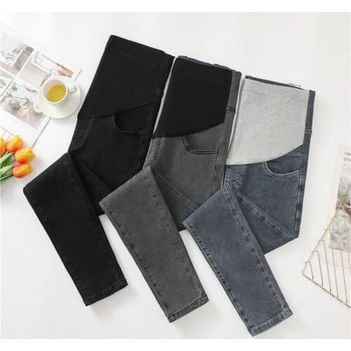 1115# Autumn Stretch Denim Maternity Skinny Jeans Elastic Waist Belly Pencil Pants Clothes for Pregnant Women Casual Pregnancy