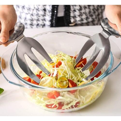 2 Packs Salad Hands Stainless Steel Fruit Vegetable Salad Servers Multi-function Helper Kitchen Tool For Home Restaurant Party
